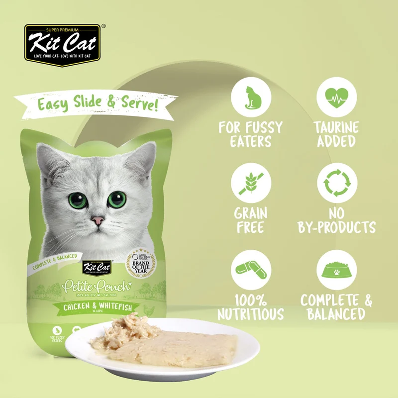 Kit Cat Petite Pouch - Chicken & Whitefish In Aspic Wet Cat Food 70G
