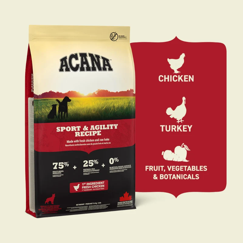 Acana Sports & Agility Recipe Adult Dry Dog Food 17KG