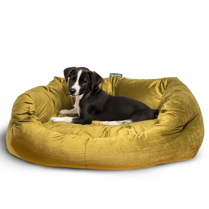 Regalia Velvet Deluxe Slumber Non-Slip Dog Bed - Green/76cm