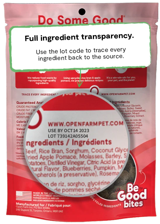 Open Farm Be Good Bites Grass-Fed Beef Recipe Dog Treat 170G