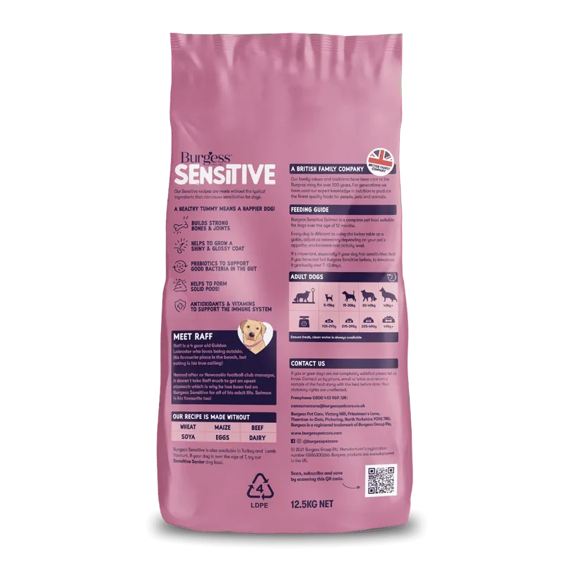 Burgess Sensitive Adult Dry Dog Food Salmon