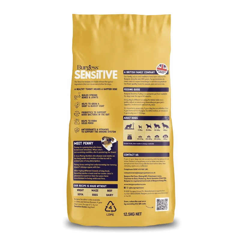 Burgess Sensitive Adult Dry Dog Food Turkey