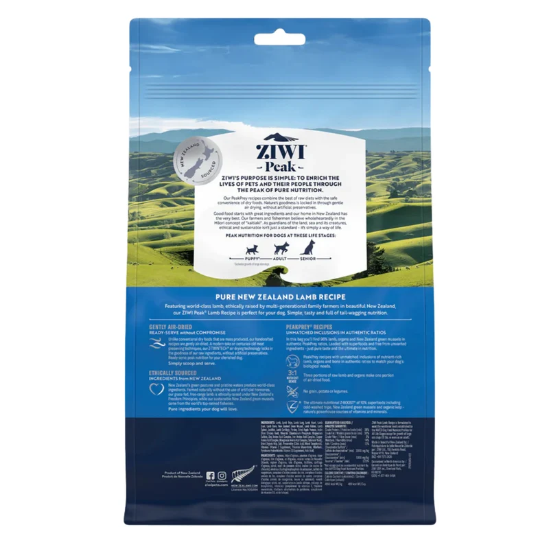 ZIWI Peak Air Dried Lamb Dry Dog Food