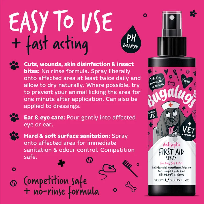 Bugalugs Antiseptic First Aid Spray For Pets 200ML