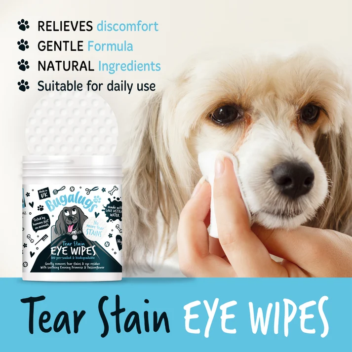 Bugalugs Tear Stain Biodegradable Eye Wipes for Dogs & Cats 100WIPES