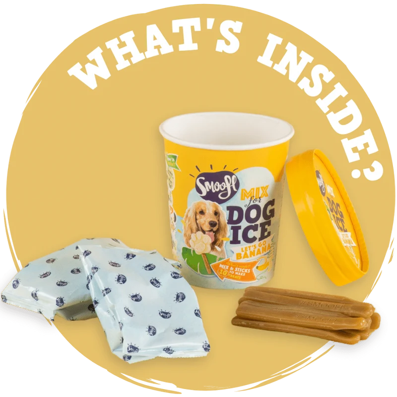 Smoofl Banana Mix for Dog Ice with 10pcs Chew Sticks - 105G