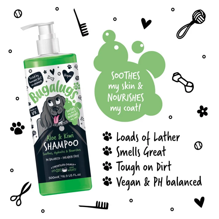 Bugalugs Aloe & Kiwi Soothing Dog Shampoo 500ML