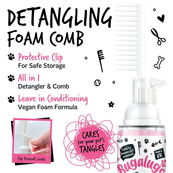 Bugalugs 2-in-1 Baby Fresh Detangling Foam Comb for Dogs & Cats 150ML