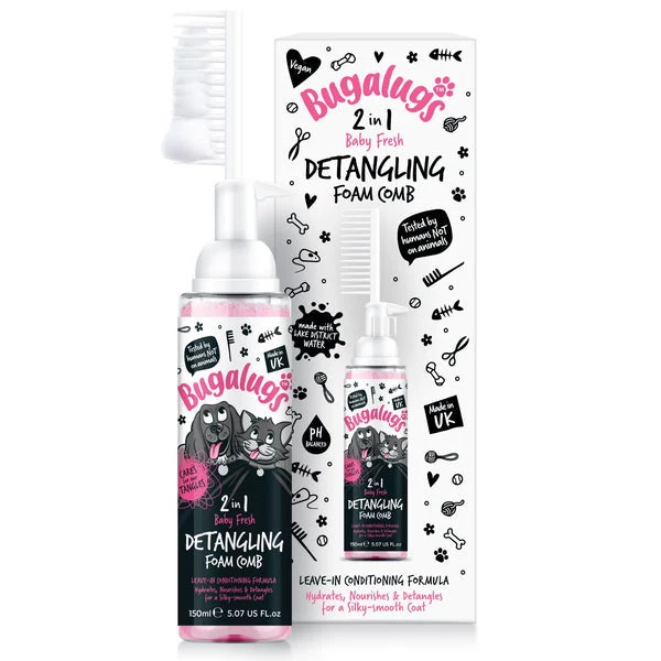 Bugalugs 2-in-1 Baby Fresh Detangling Foam Comb for Dogs & Cats 150ML