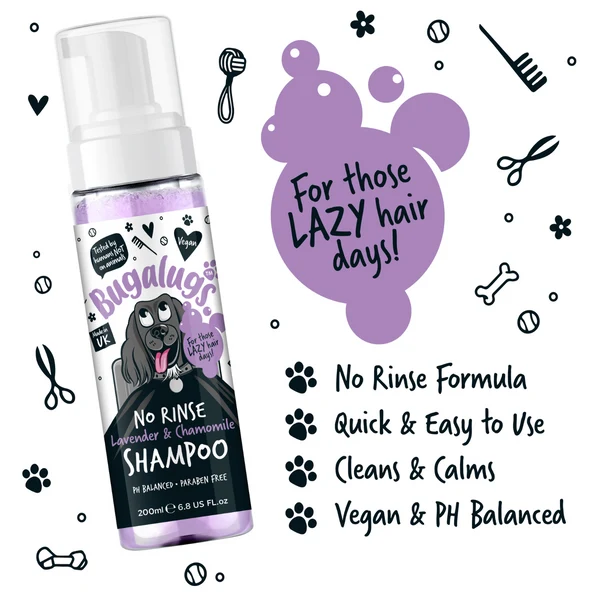 Bugalugs Lavender & Chamomile No Rinse Dog Shampoo 200ML