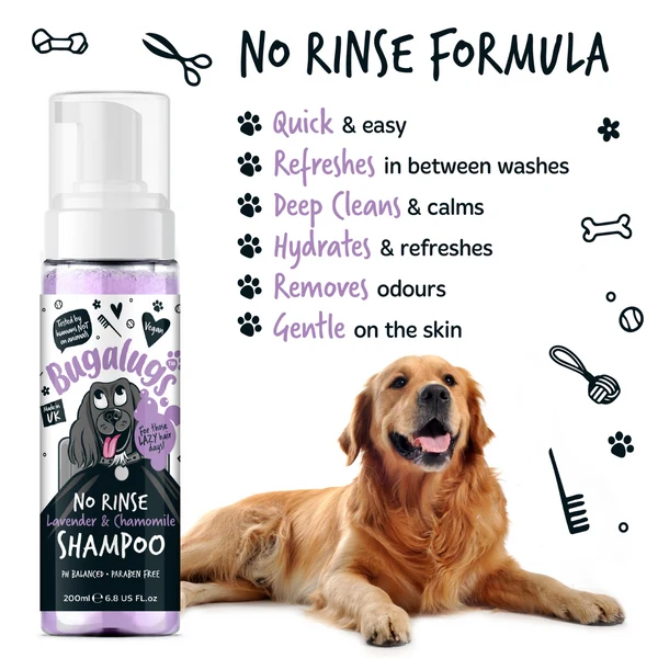 Bugalugs Lavender & Chamomile No Rinse Dog Shampoo 200ML