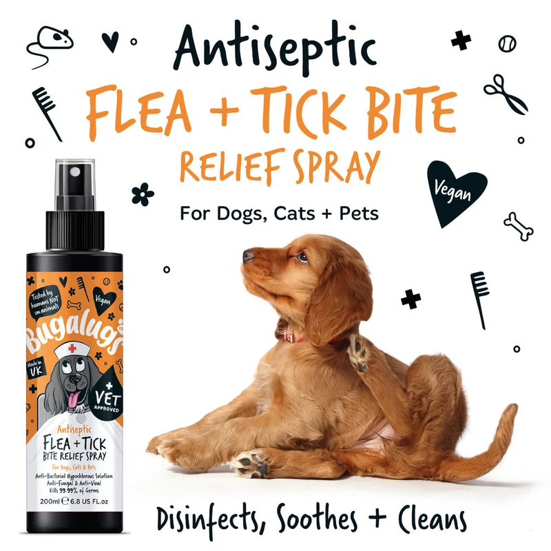 Bugalugs Antiseptic Flea & Tick Bite Relief Spray for Pets 200ML