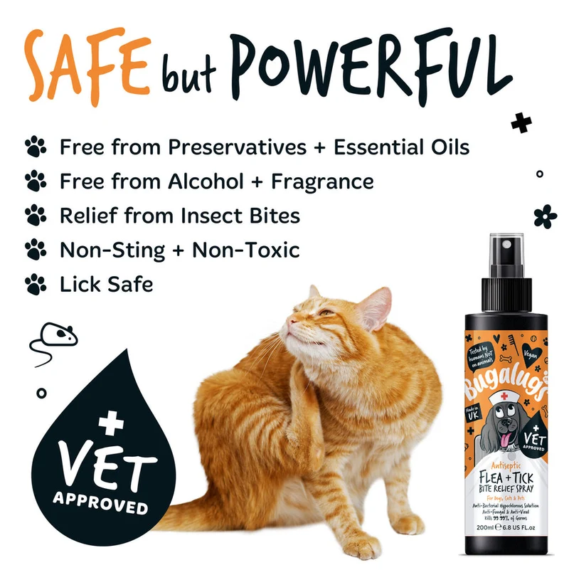 Bugalugs Antiseptic Flea & Tick Bite Relief Spray for Pets 200ML