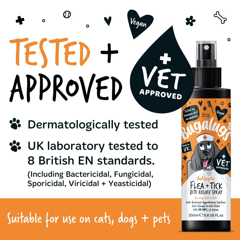 Bugalugs Antiseptic Flea & Tick Bite Relief Spray for Pets 200ML