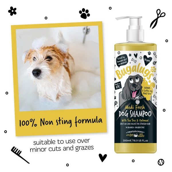 Bugalugs Medi Fresh Dog Shampoo With Tea Tree & Oatmeal 500ML