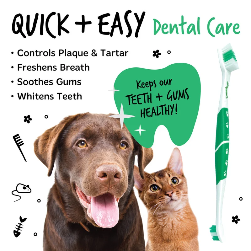 Bugalugs Double Ended Toothbrush for Dogs & Cats 2PCS