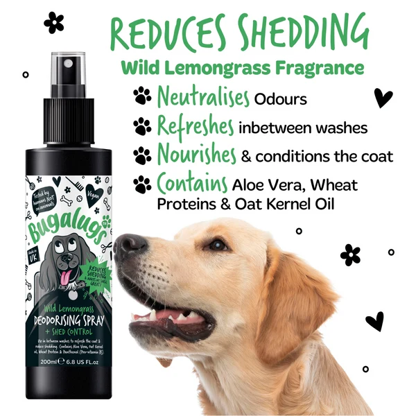 Bugalugs Wild Lemongrass Shed Control Dog Deodorising Spray 200ML