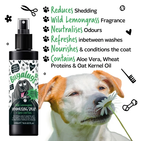 Bugalugs Wild Lemongrass Shed Control Dog Deodorising Spray 200ML