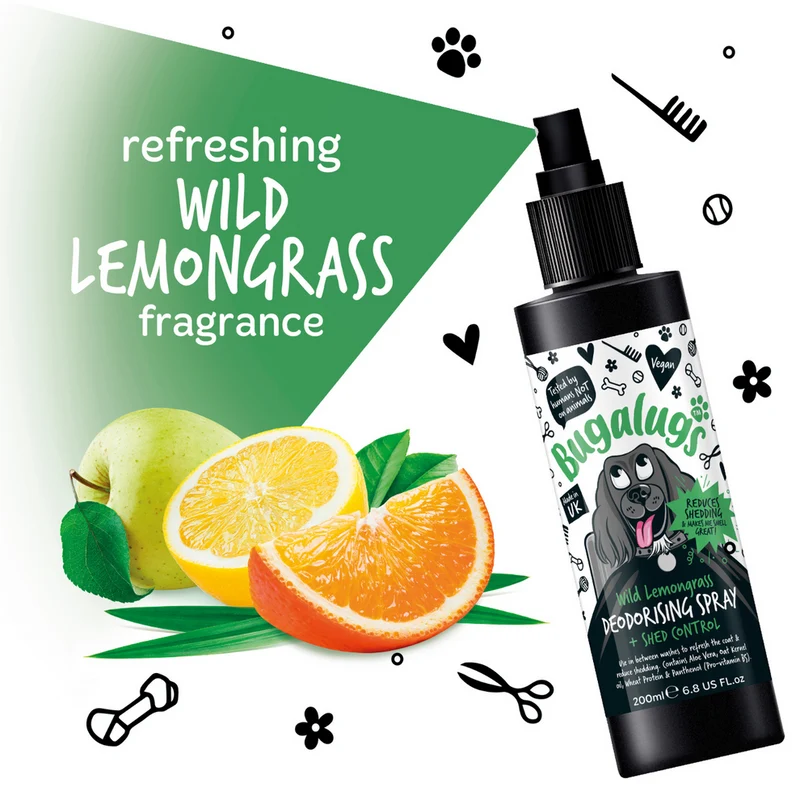 Bugalugs Wild Lemongrass Shed Control Dog Deodorising Spray 200ML