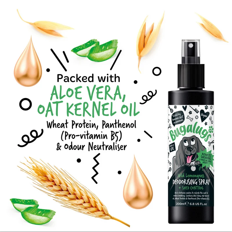 Bugalugs Wild Lemongrass Shed Control Dog Deodorising Spray 200ML