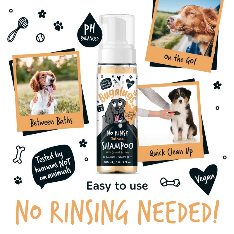 Bugalugs Oatmeal with Coconut & Lime - No Rinse Dog Shampoo 200ML