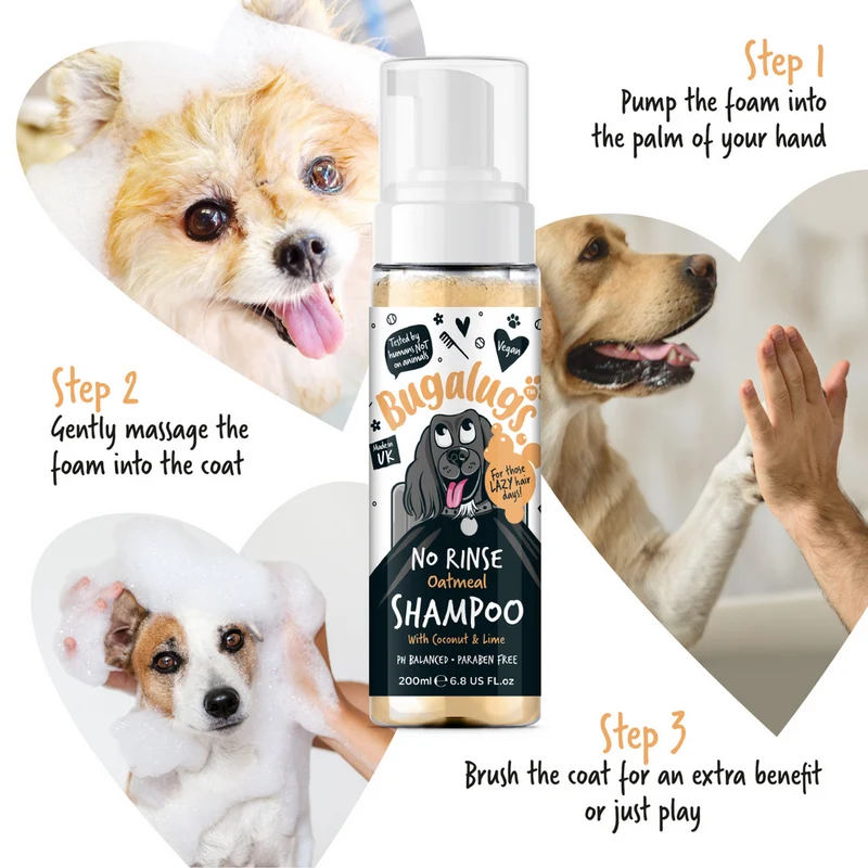 Bugalugs Oatmeal with Coconut & Lime - No Rinse Dog Shampoo 200ML