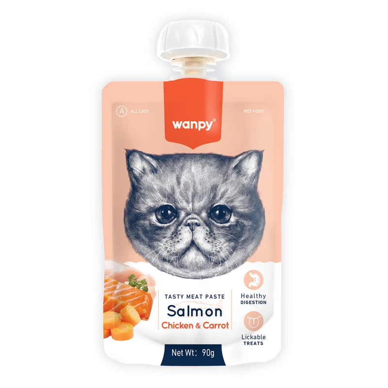 Wanpy Tasty Meat Paste Salmon with Chicken & Carrot Cat Treats