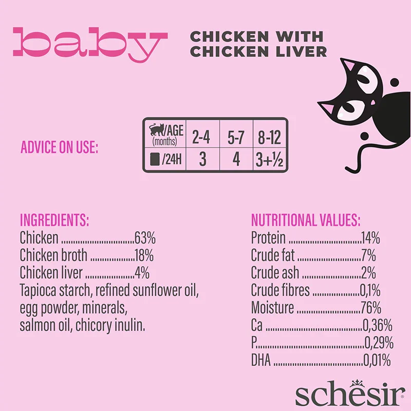 Schesir Baby Wholefood Chicken With Chicken Liver Kitten Wet Cat Food In Broth 70G