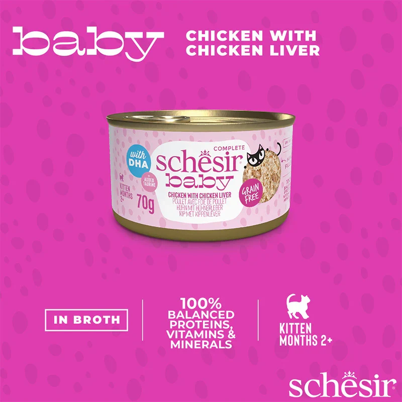 Schesir Baby Wholefood Chicken With Chicken Liver Kitten Wet Cat Food In Broth 70G