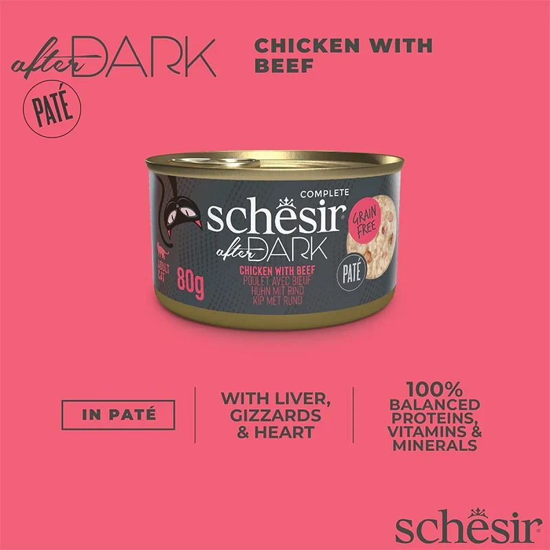Schesir After Dark Complete Chicken With Beef Wet Cat Food In Pate 80G