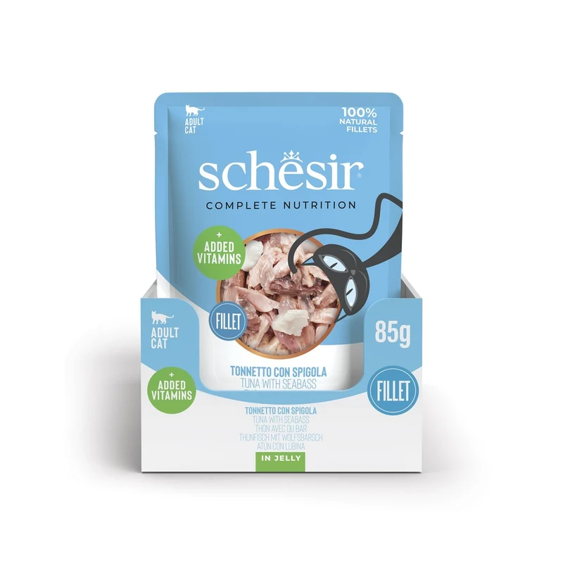 Schesir Tuna with Sea Bass in Jelly Adult Wet Cat Food 85G