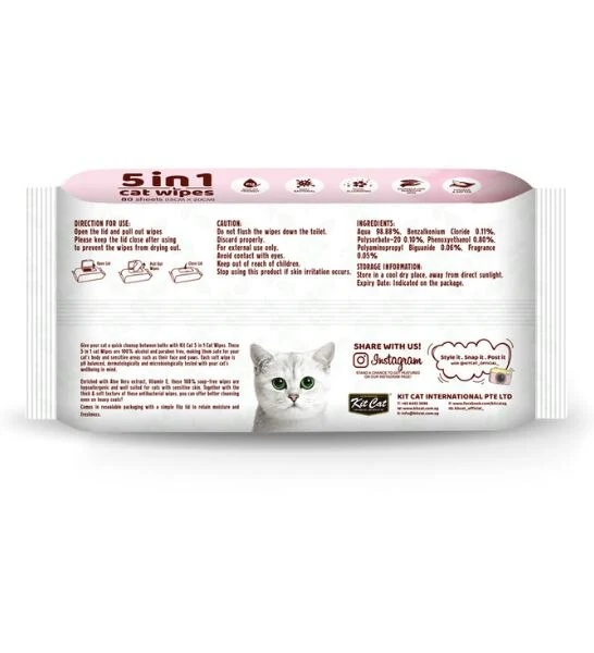 Kit Cat 5in1 Lavender Scented Cat Wipes 80pcs