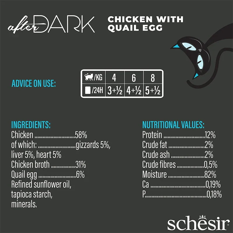 Schesir After Dark Wholefood In Broth Chicken With Quail Egg Wet Cat Food 80G