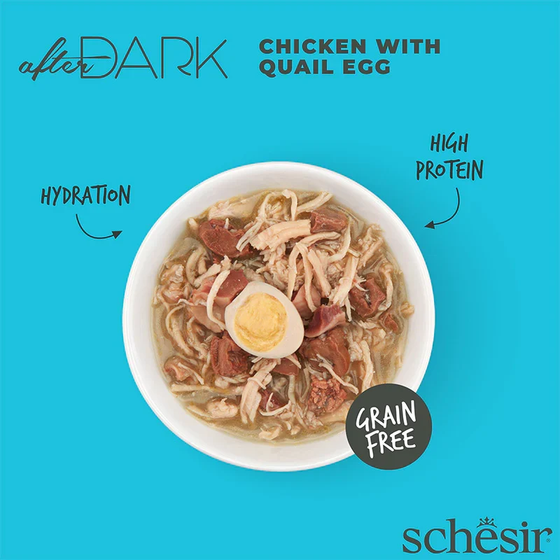 Schesir After Dark Wholefood In Broth Chicken With Quail Egg Wet Cat Food 80G