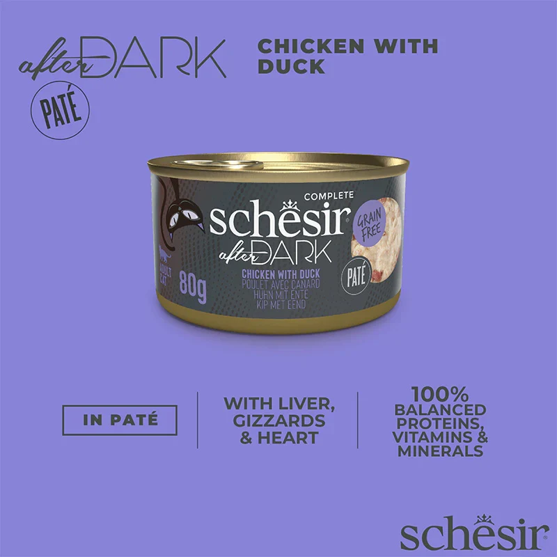 Schesir After Dark Complete Chicken With Duck Wet Cat Food In Pate 80G