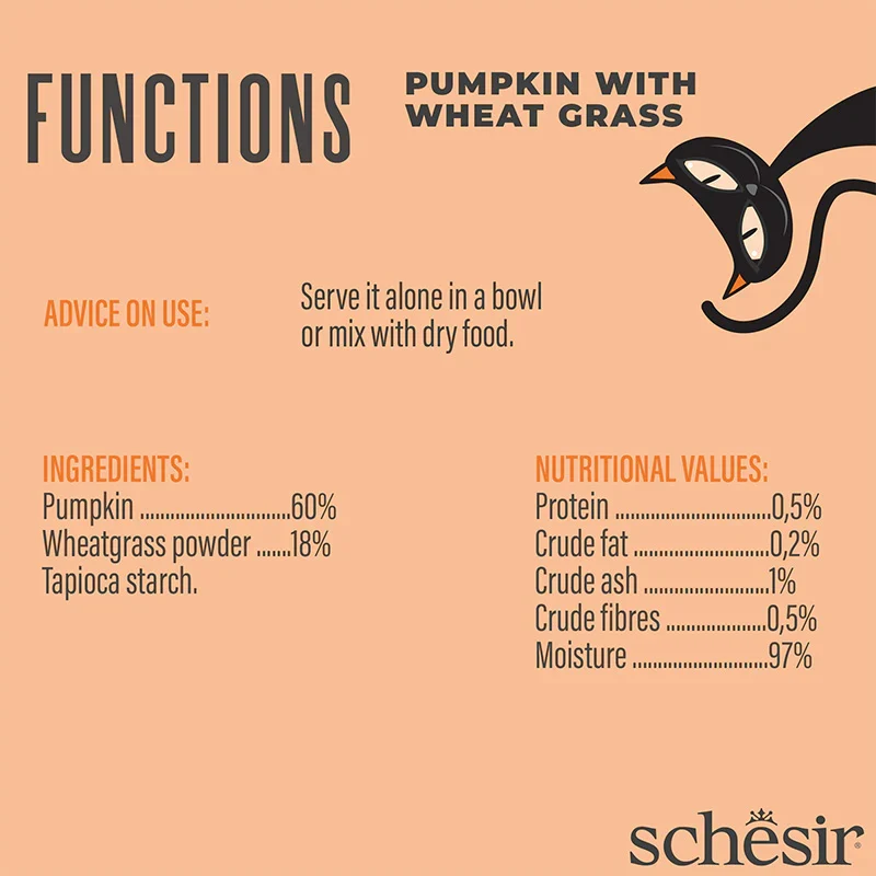 Schesir Functions Digestive Topper Pumpkin With Wheat Grass In Puree Wet Cat Food In Pouch 40G