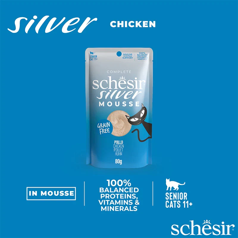 Schesir Silver Mousse Senior Cat Chicken Wet Food 80G