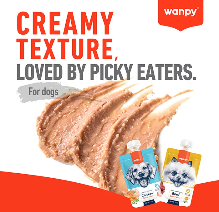 Wanpy Tasty Meat Paste Beef With Carrot & Pea Dog Treats 90G