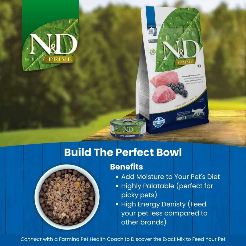 Farmina N&D Lamb and Blueberry Prime Adult Dry Cat Food
