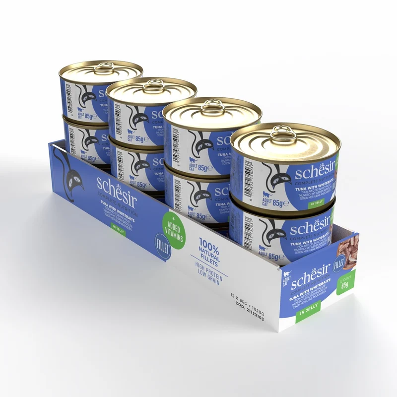 Schesir Tuna With Whitebaits In Jelly Adult Wet Cat Food 85G