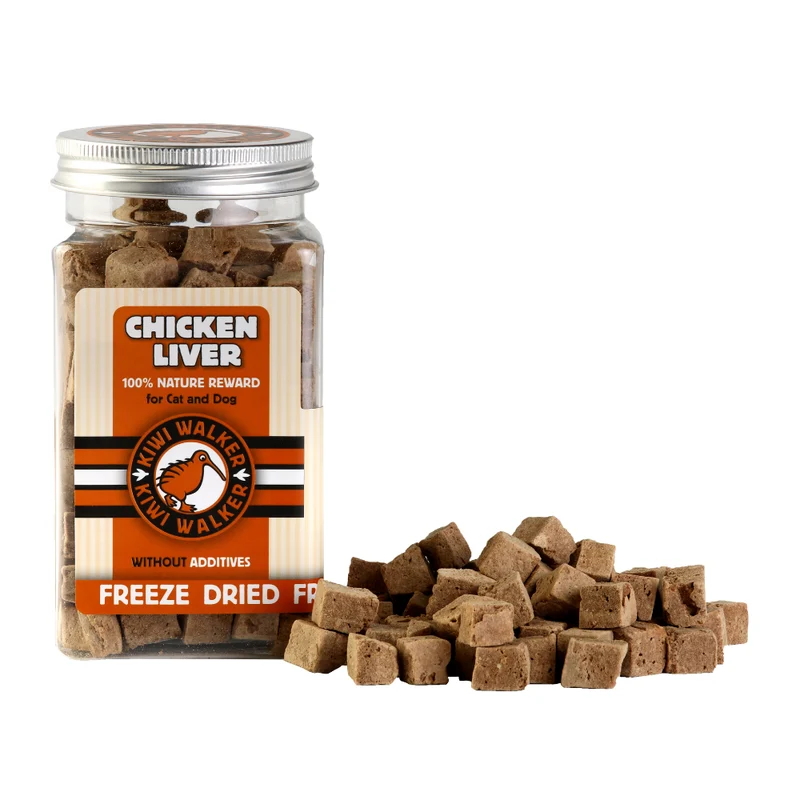 KIWI WALKER Freeze Dried Grain Free Snack Chicken Liver Cubes Dog & Cat Treats 115G - Pack of 3