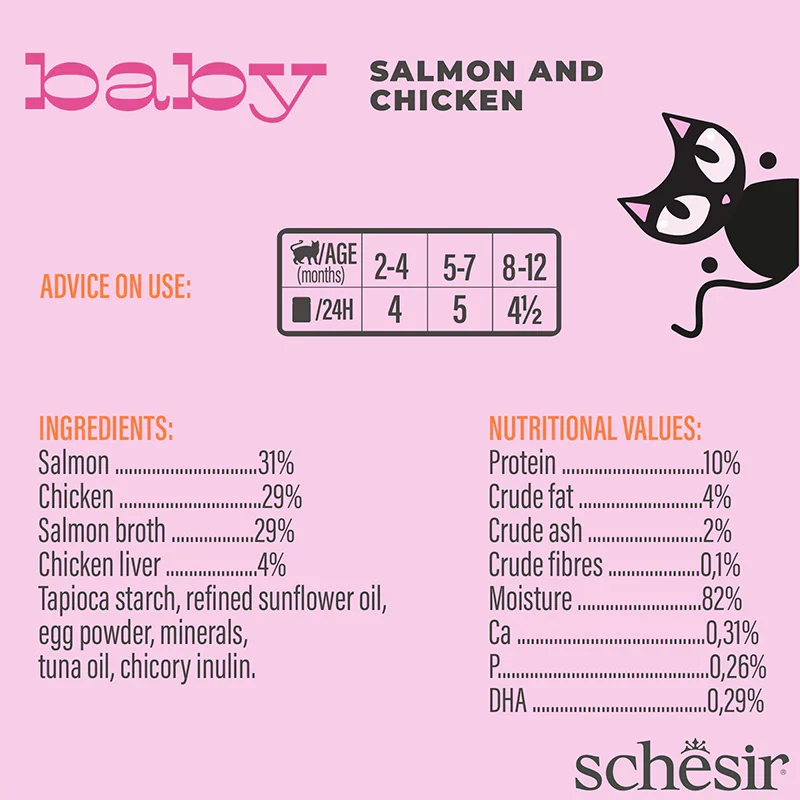 Schesir Baby Mousse Salmon & Chicken Kitten Wet Cat Food 70G