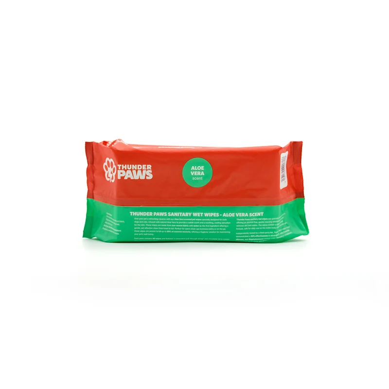 Thunder Paws Aloe Vera Sanitary Pet Wipes Suitable for Cats and Dogs 80pcs
