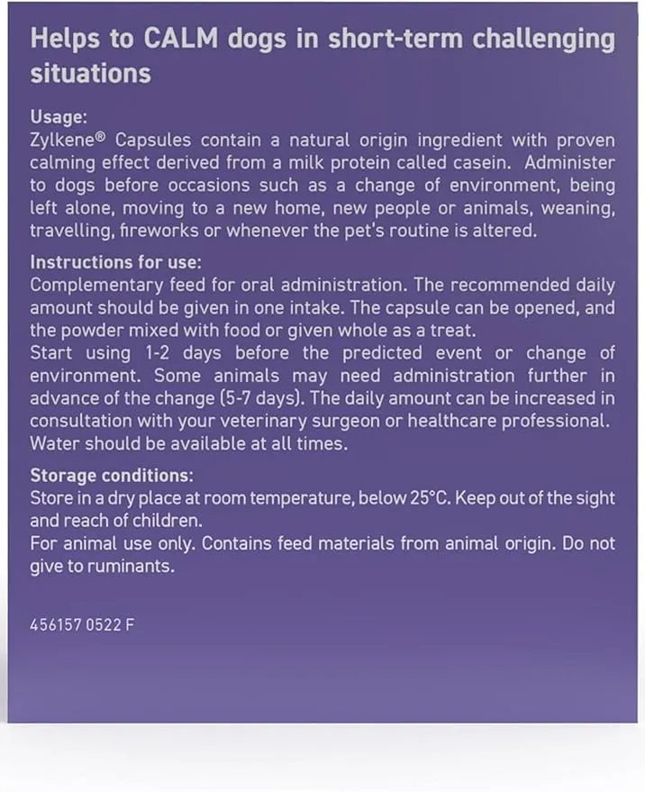 Vetoquinol Zylkene Supplement for Large Dogs 20 Capsules 450mg