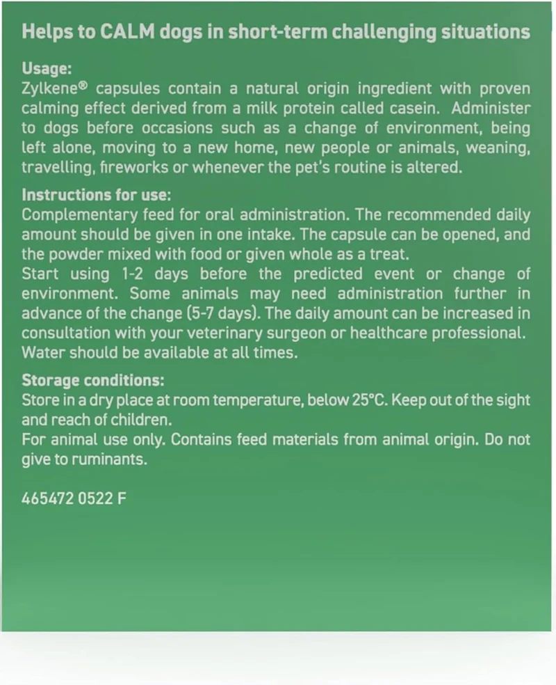 Vetoquinol Zylkene Supplement for Medium Dogs 225mg 20 Capsules