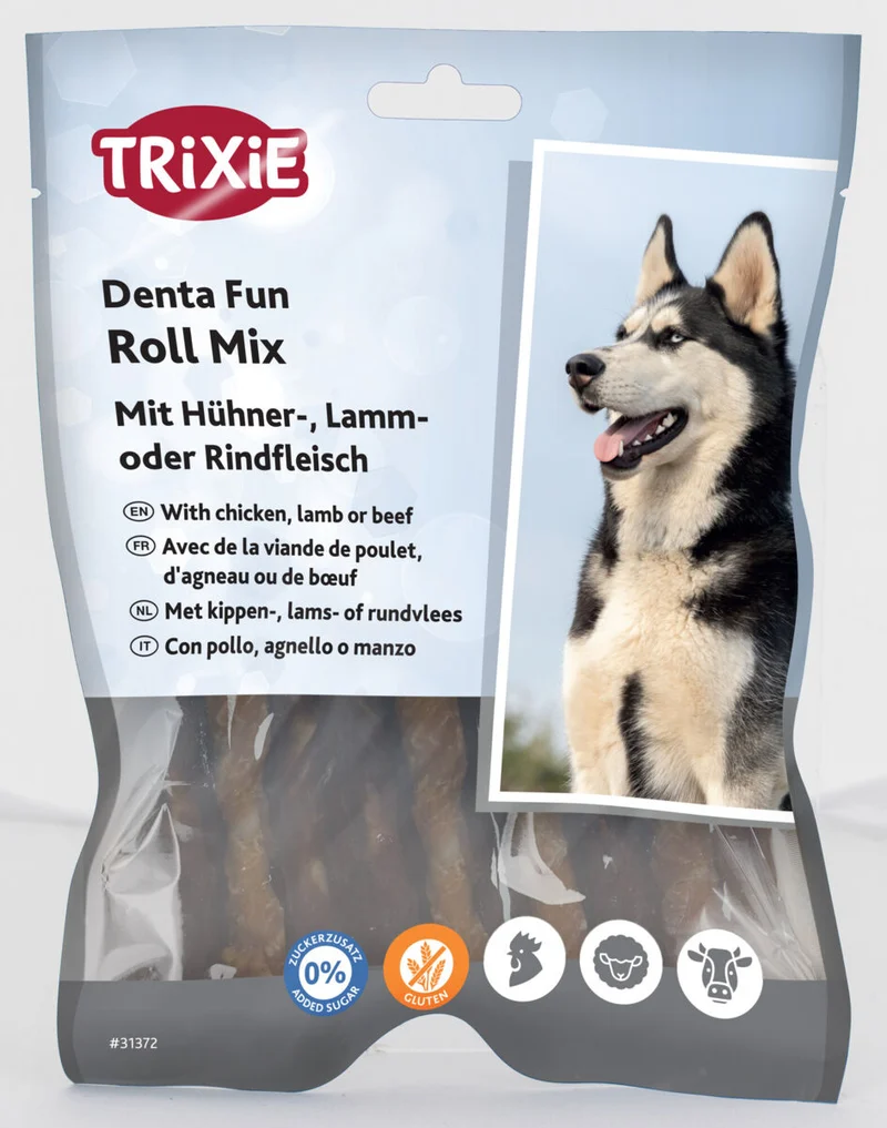 Trixie Denta Fun Chewing Roll Mix Dog Chew Treats 250G