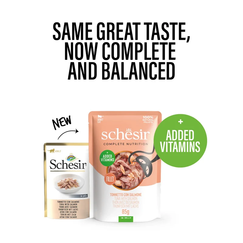 Schesir Tuna With Salmon In Jelly Adult Wet Cat Food 85G
