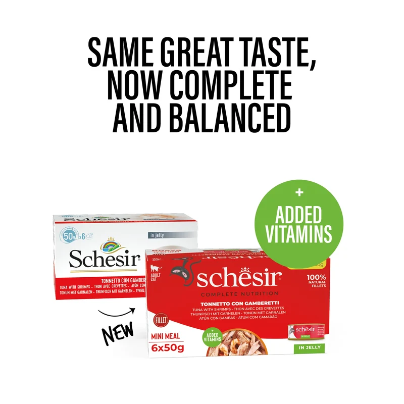 Schesir Tuna & Prawns In Jelly Multipack Adult Wet Cat Food 6X50G
