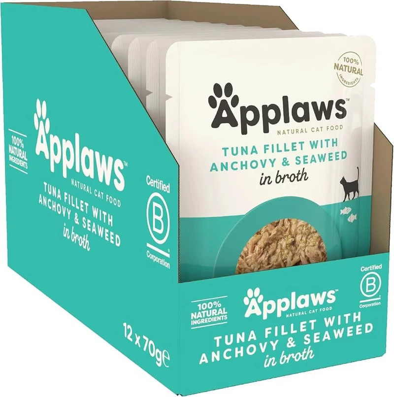 Applaws Tuna Fillet With Anchovy & Seaweed in Broth Wet Cat Food 70G