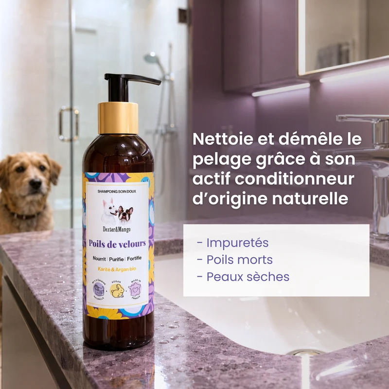 Shampoing pour chien liquide : Poils de velours